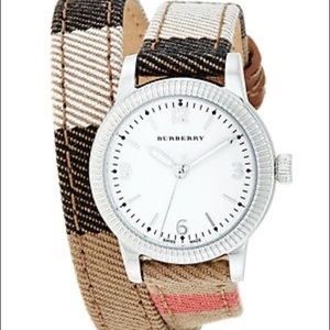 Burberry Utilitarian Round Leather Wrap Watch 30mm